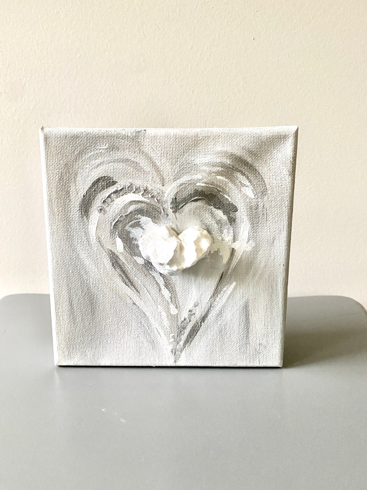 Painted Silver and Grey Heart #110