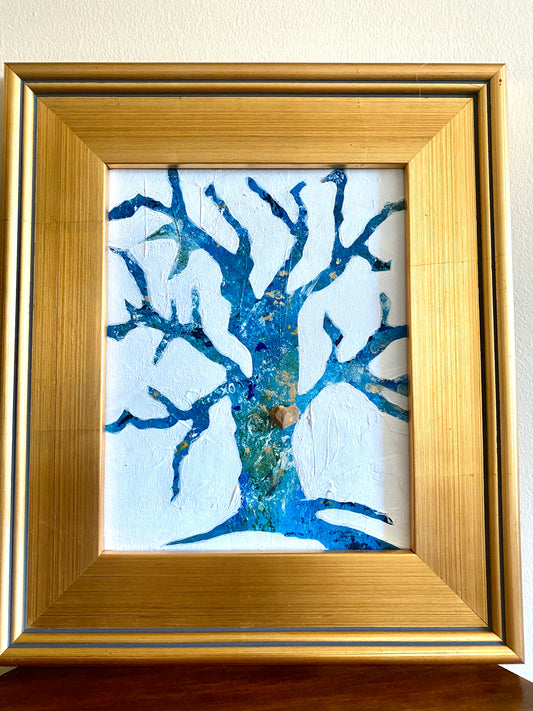 Blue Abstract Tree Framed