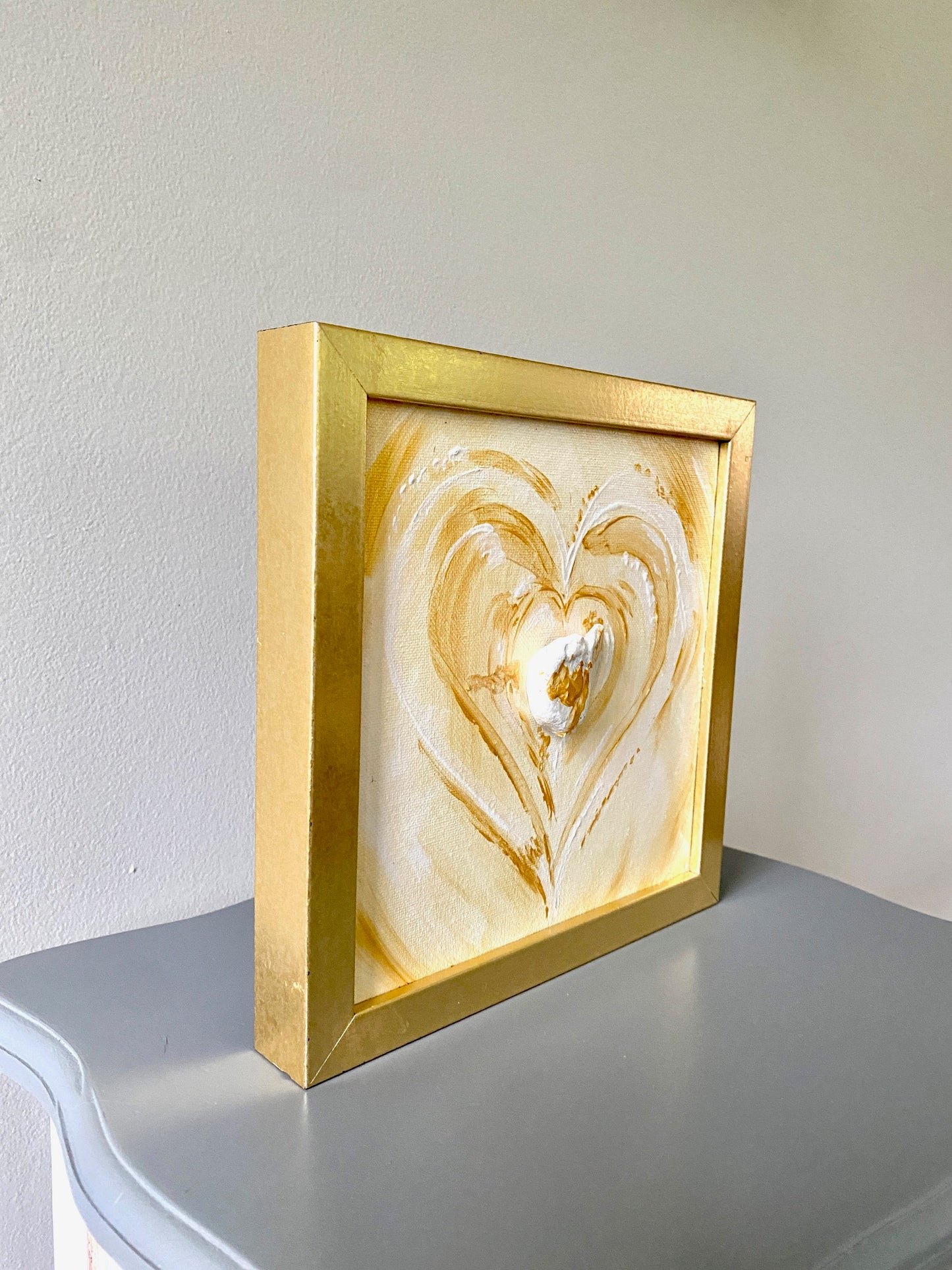 Framed Gold painted Heart #201