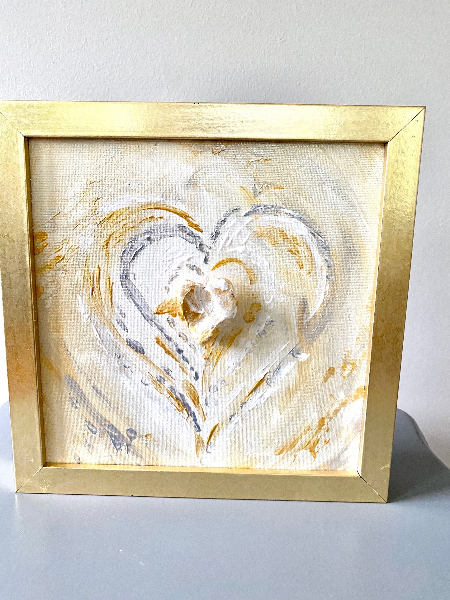 Painted Heart Silver Gold & White #202