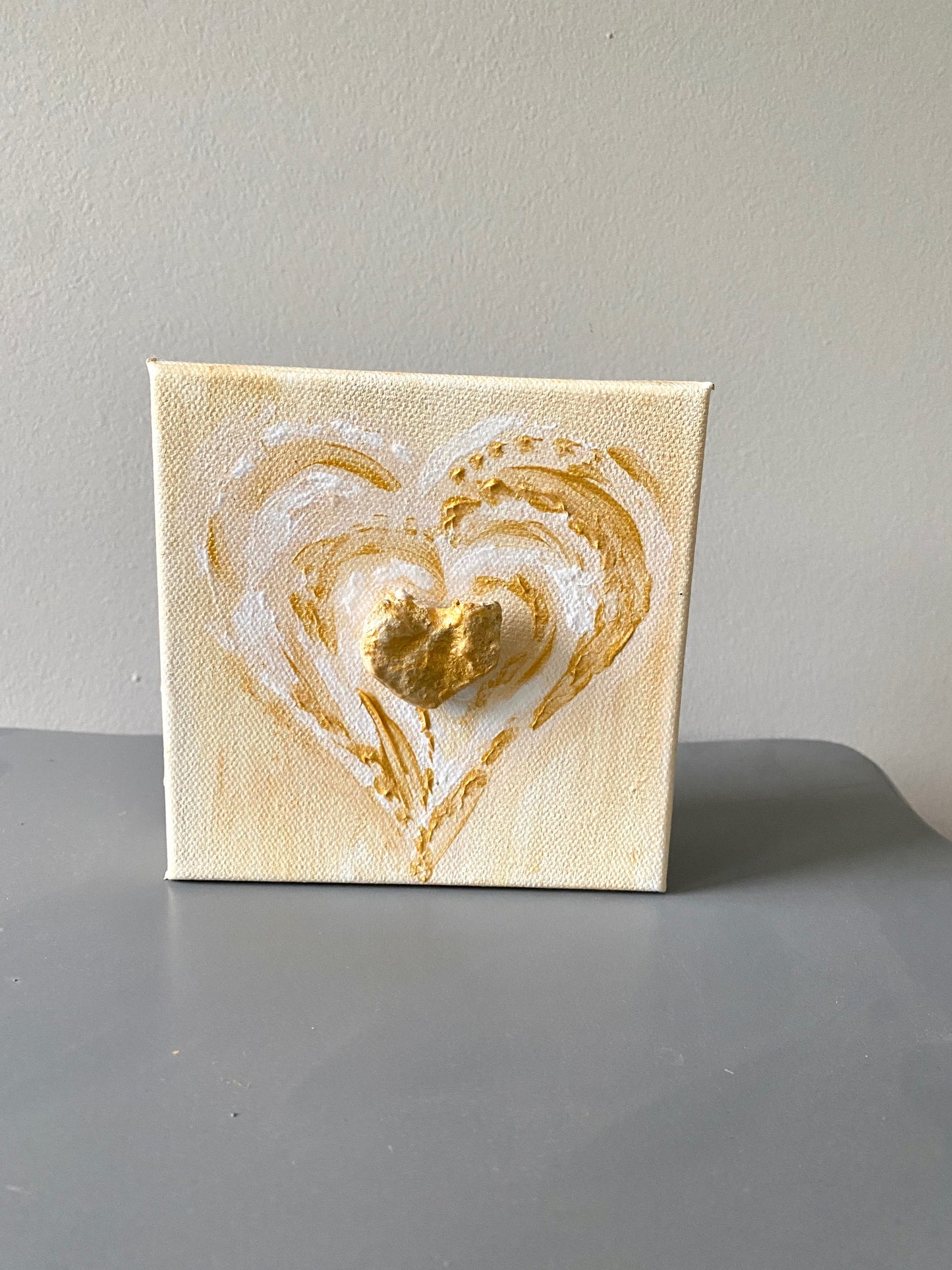 Painted Yellow/Gold Heart Painting #111