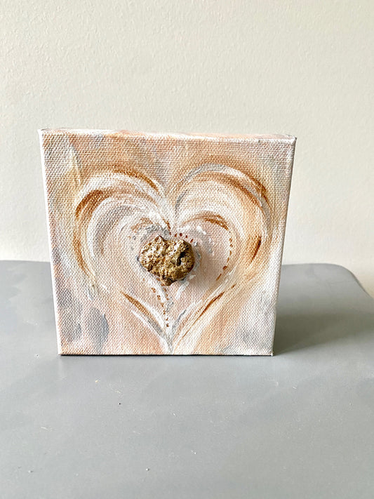 Painted Canvas with natural heart #103