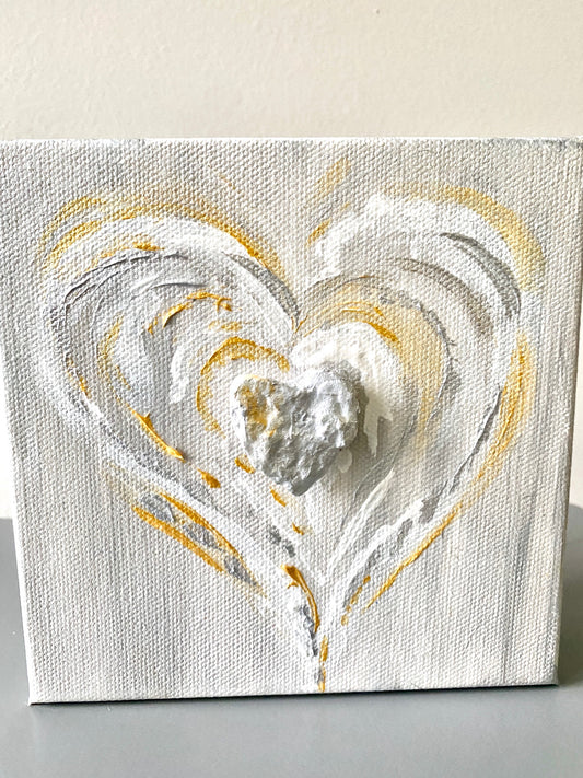 Painted Heart Silver/Gold and White #108
