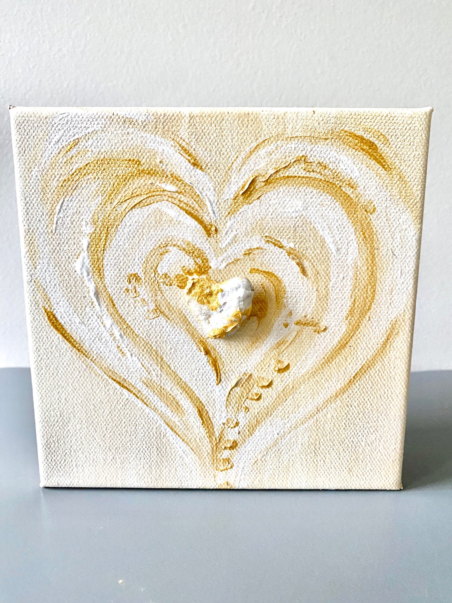 Painted Gold and White Heart #105